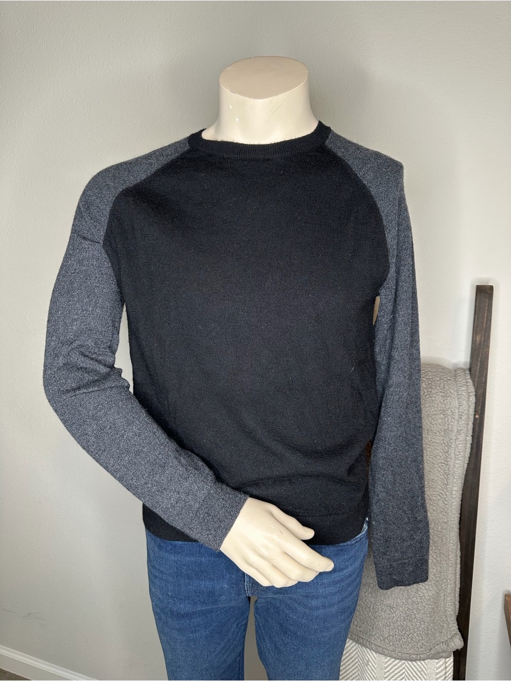 Banana Republic Black Merino Wool Crewneck Sweater